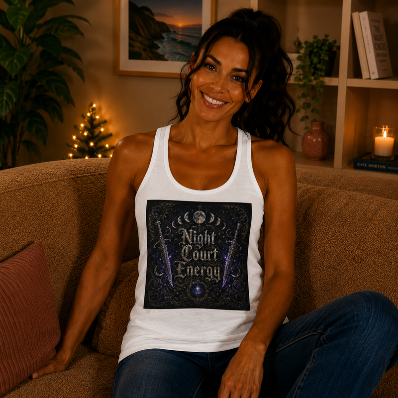 Night Court Energy Tank Top – Celestial Moon Phase Fantasy Graphic Tank | Magical Fairycore Summer Top | Fairy Dust & Moonbeams Gift