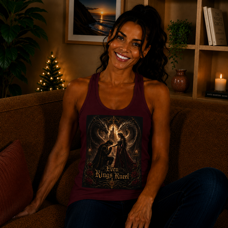 Even Kings Kneel Tank Top – Romantic Dragon Fantasy Graphic Tank | Gothic Fantasy Summer Top | Fangs & Fairy Tales Gift