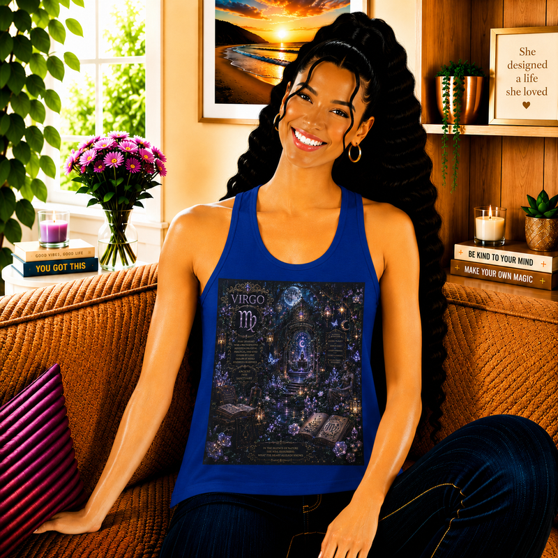 Virgo Celestial Magic Altar Tank Top – Mystical Zodiac Astrology Graphic Tank | Witchy Moon Magic Fantasy Summer Top | Virgo Horoscope Gift