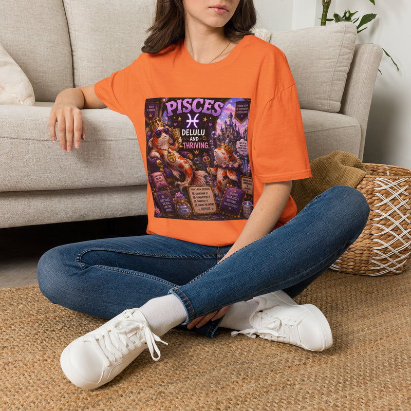 Pisces Delulu And Thriving T-Shirt – Funny Zodiac Fish Graphic Tee | Cute Astrology Meme Shirt | Pisces Horoscope Gift