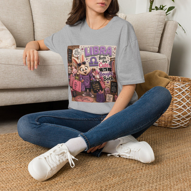 Libra Both Are Cute So I Bought Both T-Shirt – Funny Zodiac Bunny Graphic Tee | Cute Astrology Meme Shirt | Libra Horoscope Gift