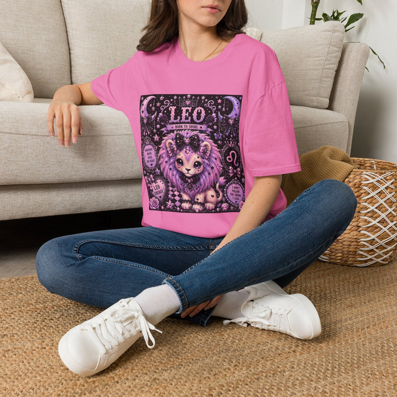 Leo Kawaii Lion T-Shirt – Cute Zodiac Astrology Graphic Tee | Pastel Celestial Lion Shirt | Leo Horoscope Gift