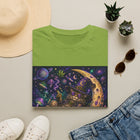 Psychedelic Moon Cat T-Shirt – Cannabis and Magic Mushroom Graphic Tee | Trippy Celestial Cat Shirt | Enchanted Haze Gift