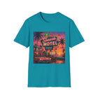 Seaside Motel T-Shirt – Retro Neon Beach Graphic Tee | Vintage Coastal Sunset Shirt | Tropical Vacation Gift
