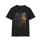 Gemini Celestial Twin Goddesses T-Shirt – Mystical Zodiac Astrology Graphic Tee | Cosmic Duality Fantasy Shirt | Gemini Horoscope Gift