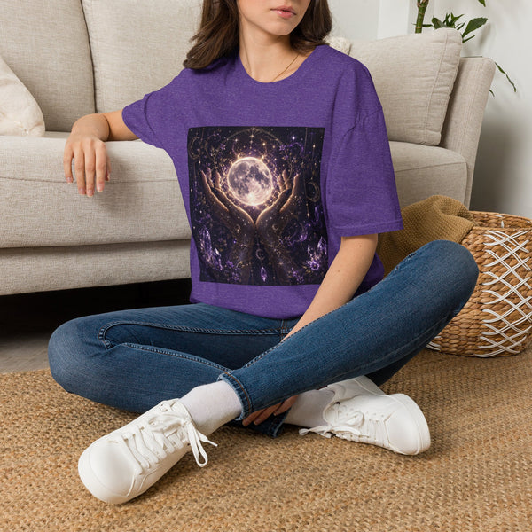 Celestial Moon Magic T-Shirt – Mystical Hands & Glowing Full Moon Graphic Tee | Enchanted Fairycore Fantasy Shirt | Fairy Dust & Moonbeams Gift