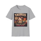 Taurus Touch My Food and Die T-Shirt – Funny Zodiac Bull Graphic Tee | Cute Astrology Food Meme Shirt | Taurus Horoscope Gift