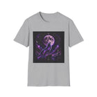 Celestial Wolf Moon T-Shirt – Purple Cosmic Wolf & Full Moon Graphic Tee | Mystical Night Sky Fantasy Shirt | Wolf Lover Gift