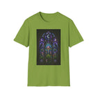 Stained Glass Mushroom T-Shirt – Cannabis and Magic Mushroom Graphic Tee | Psychedelic Gothic Window Shirt | Enchanted Haze Gift