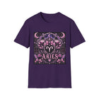 Aries Zodiac Crest T-Shirt – Mystical Astrology Emblem Graphic Tee | Pink Celestial Ram Symbol Shirt | Aries Horoscope Gift