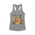 Wish You Were Here Tank Top – Retro Beach Postcard Graphic Tank | Vintage Coastal Surf Summer Top | Tropical Vacation Gift