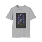 Stained Glass Mushroom T-Shirt – Cannabis and Magic Mushroom Graphic Tee | Psychedelic Gothic Window Shirt | Enchanted Haze Gift