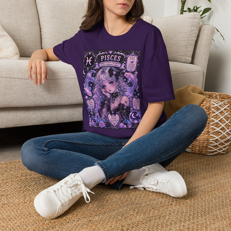 Pisces Pastel Goth Girl T-Shirt – Cute Zodiac Astrology Graphic Tee | Celestial Gothic Anime Shirt | Pisces Horoscope Gift
