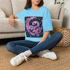 Pastel Goth Snake & Crescent Moon T-Shirt – Kawaii Gothic Serpent Tee with Roses & Celestial Aesthetic
