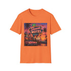 Seaside Motel T-Shirt – Retro Neon Beach Graphic Tee | Vintage Coastal Sunset Shirt | Tropical Vacation Gift