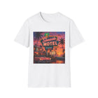 Seaside Motel T-Shirt – Retro Neon Beach Graphic Tee | Vintage Coastal Sunset Shirt | Tropical Vacation Gift