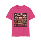 Taurus Powered By Snacks T-Shirt – Funny Zodiac Bull Graphic Tee | Cute Astrology Food Meme Shirt | Taurus Horoscope Gift
