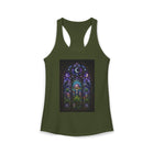Stained Glass Mushroom Tank Top – Cannabis and Magic Mushroom Graphic Tank | Psychedelic Gothic Window Summer Top | Enchanted Haze Gift