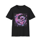 Pastel Goth Snake & Crescent Moon T-Shirt – Kawaii Gothic Serpent Tee with Roses & Celestial Aesthetic
