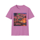 Seaside Motel T-Shirt – Retro Neon Beach Graphic Tee | Vintage Coastal Sunset Shirt | Tropical Vacation Gift