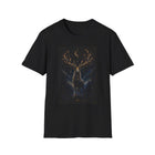 Celestial Stag T-Shirt – Moonlit Deer with Glowing Antlers Graphic Tee | Mystical Woodland Fantasy Shirt | Nature Lover Gift