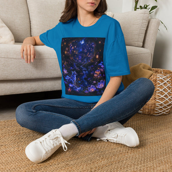 Enchanted Fox Village T-Shirt – Celestial Woodland Fantasy Graphic Tee | Magical Treehouse Fairycore Shirt | Fairy Dust & Moonbeams Gift