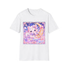 Kawaii Kitten Moon T-Shirt – Cute Pastel Cat on Crescent Moon Graphic Tee | Dreamy Celestial Kitty Shirt | Cutiecore Gift for Cat Lovers