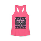 Aries Zodiac Crest Tank Top – Mystical Astrology Emblem Graphic Tank | Pink Celestial Ram Symbol Summer Top | Aries Horoscope Gift