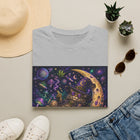 Psychedelic Moon Cat T-Shirt – Cannabis and Magic Mushroom Graphic Tee | Trippy Celestial Cat Shirt | Enchanted Haze Gift