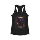 Moonlit Black Cat Spellbook Tank Top – Enchanted Library & Lunar Phase Graphic Tank | Magical Fairycore Summer Top | Fairy Dust & Moonbeams Gift