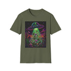 Alien UFO Mushroom T-Shirt – Cannabis and Magic Mushroom Graphic Tee | Psychedelic Sci-Fi Stoner Shirt | Enchanted Haze Gift