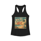 Wish You Were Here Tank Top – Retro Beach Postcard Graphic Tank | Vintage Coastal Surf Summer Top | Tropical Vacation Gift
