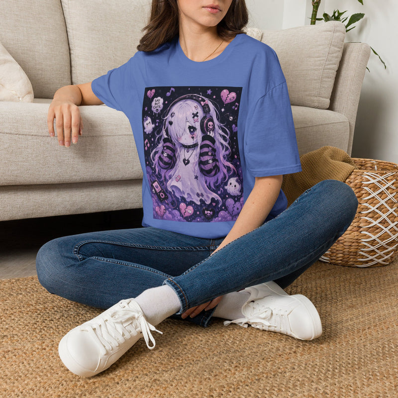 Kawaii Ghost Girl T-Shirt – Pastel Goth Cute Ghost Tee with Hearts, Bows & Spooky Aesthetic