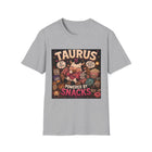 Taurus Powered By Snacks T-Shirt – Funny Zodiac Bull Graphic Tee | Cute Astrology Food Meme Shirt | Taurus Horoscope Gift