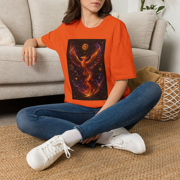 Celestial Phoenix T-Shirt – Fiery Cosmic Bird Graphic Tee | Mystical Rising Phoenix Fantasy Shirt | Moonstruck & Stardusted Gift