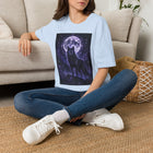 Celestial Black Wolf T-Shirt – Full Moon & Mystical Wolf Graphic Tee | Whimsical Fairycore Fantasy Shirt | Fairy Dust & Moonbeams Gift