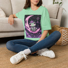 Kawaii Frog on Crescent Moon T-Shirt – Pastel Goth Cute Frog Tee with Pink Moon & Spooky Aesthetic
