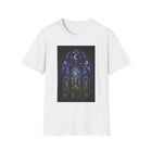 Stained Glass Mushroom T-Shirt – Cannabis and Magic Mushroom Graphic Tee | Psychedelic Gothic Window Shirt | Enchanted Haze Gift