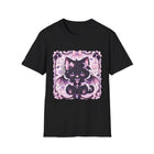 Kawaii Bat Wing Kitty T-Shirt – Pastel Goth Black Cat Tee with Bows, Hearts & Spooky Cute Aesthetic