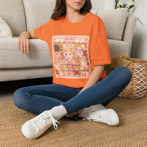 Kawaii Hamster Bakery T-Shirt – Cute Pastel Hamster Café Graphic Tee | Sweet Dessert Shop Animal Shirt | Cutiecore Gift