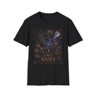 Aries Celestial Constellation T-Shirt – Mystical Zodiac Astrology Graphic Tee | Cosmic Ram Stars & Moon Shirt | Aries Horoscope Gift