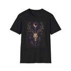 Mystical Deer Skull T-Shirt – Crescent Moon & Antler Fantasy Graphic Tee | Whimsical Fairycore Nature Shirt | Fairy Dust & Moonbeams Gift