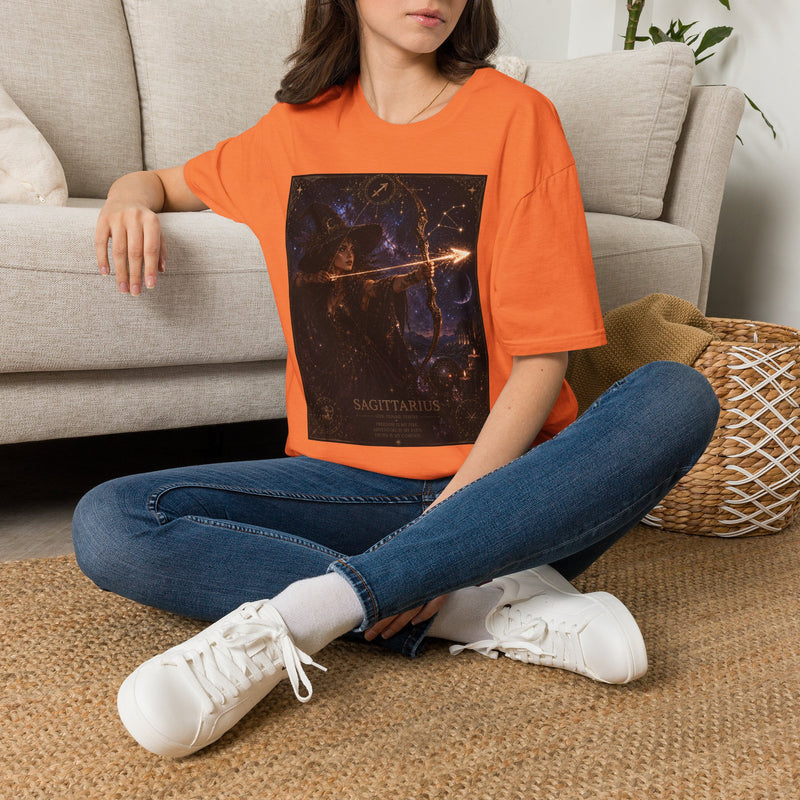 Sagittarius Celestial Archer T-Shirt – Mystical Zodiac Astrology Graphic Tee | Moonlit Fantasy Archer Shirt | Sagittarius Horoscope Gift