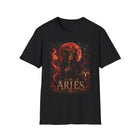 Aries Fiery Moon Goddess T-Shirt – Mystical Zodiac Astrology Graphic Tee | Celestial Fantasy Fire Sign Shirt | Aries Horoscope Gift