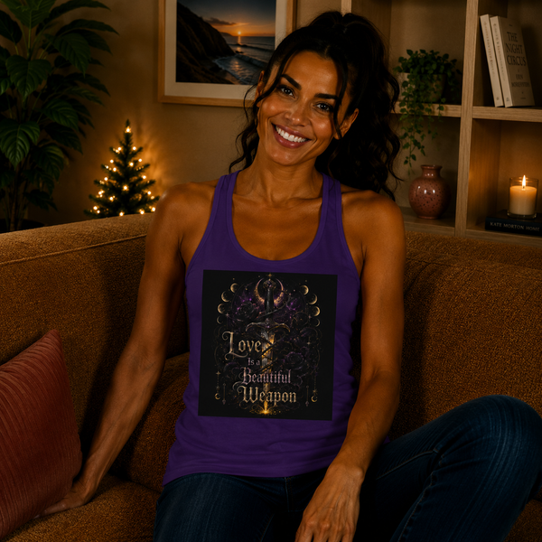 Love Is a Beautiful Weapon Tank Top – Romantic Fantasy Sword Graphic Tank | Gothic Romance Summer Top | Fangs & Fairy Tales Gift