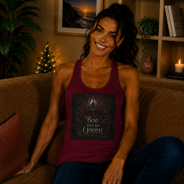 Bow Before Your Queen Tank Top – Crown Fantasy Graphic Tank | Gothic Royalty Summer Top | Fangs & Fairy Tales Gift