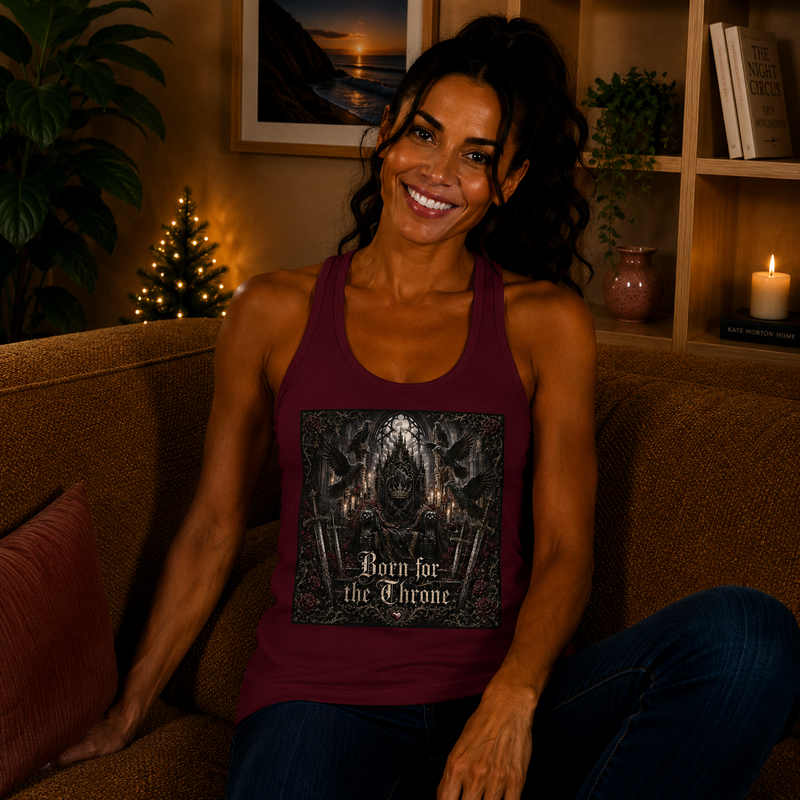 Born for the Throne Tank Top – Dark Fantasy Royalty Graphic Tank | Gothic Kingdom Summer Top | Fangs & Fairy Tales Gift