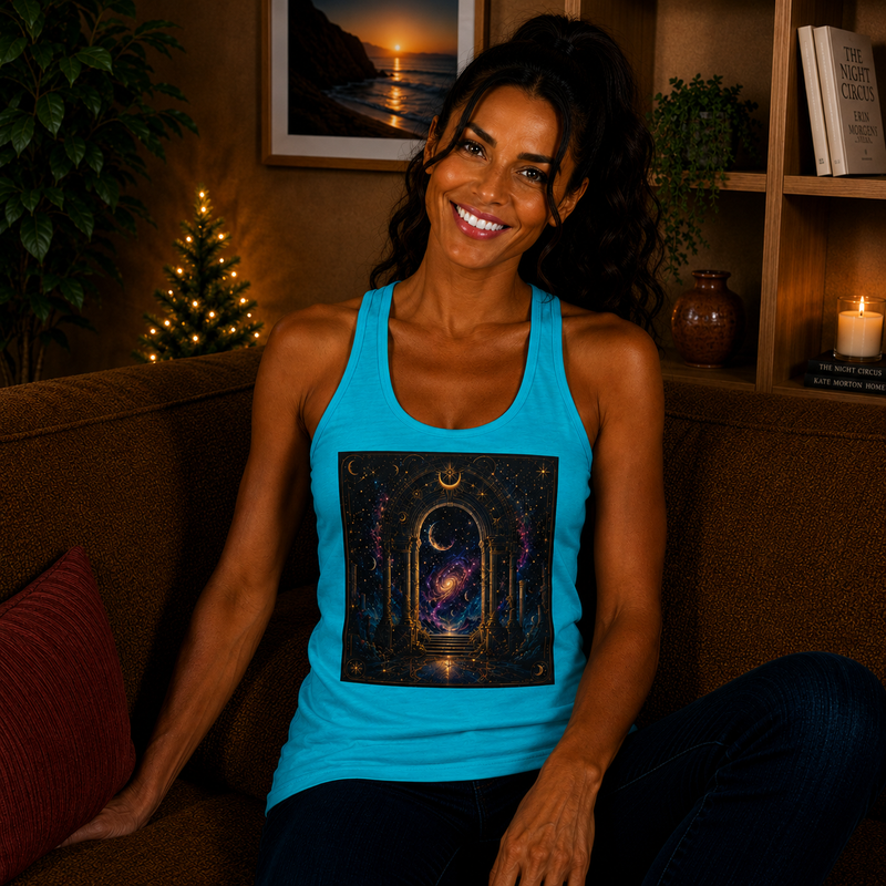 Celestial Portal Tank Top – Cosmic Moon Archway Graphic Tank | Mystical Galaxy Gateway Fantasy Summer Top | Dreamer Gift
