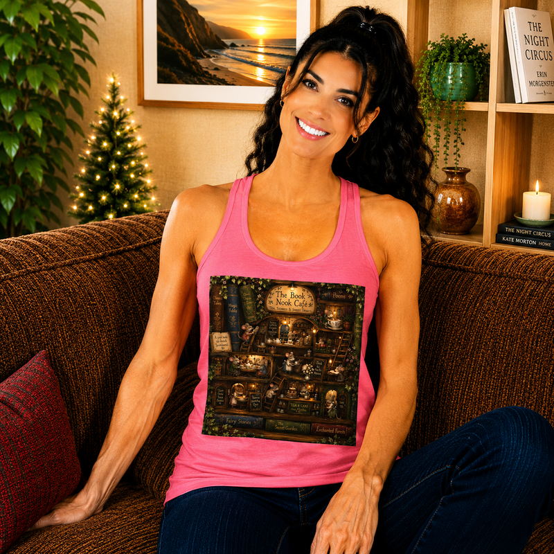 Magical Bookshop Tank Top – Cozy Fantasy Bookstore Graphic Tank | Whimsical Literary Summer Top | Book Lover Gift from The Bookworm’s Hideaway