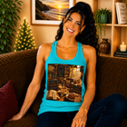 Cozy Library Café Tank Top – Book Lover Coffee Graphic Tank | Warm Reading Nook Literary Summer Top | Reader Gift from The Bookworm’s Hideaway
